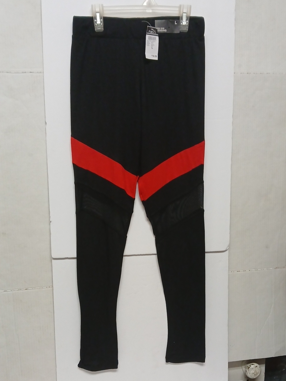 Rue21 Black High-Rise Large Leggings With Red Stripe NWT